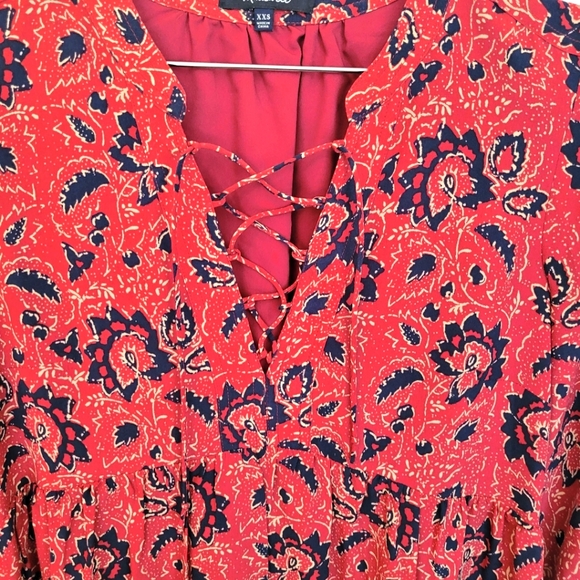 Madewell Silk Boho Midi Dress – Maroon/Navy Assam Paisley Floral, Size XXS - Picture 5 of 9